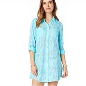 Lily Pulitzer Natalie Shirtdress Swim Coverup Blue
